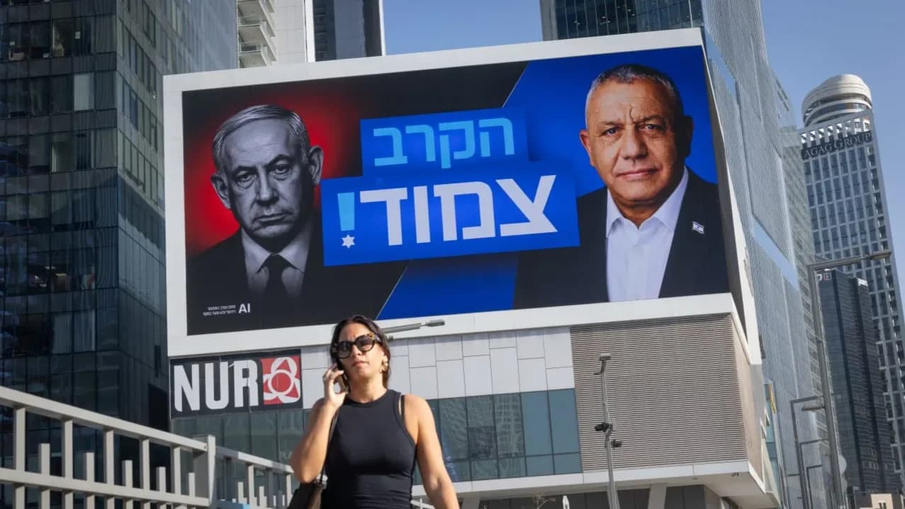 Outdoor de campanha com Netanyahu e Gadi Eisenkot em Tel Aviv