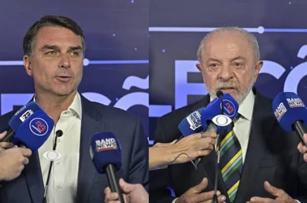 Flávio Bolsonaro e Lula dão entrevista após debate na Band